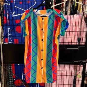 Vintage Beach Things Colorful Cover-up Dress with Geometric Patterns